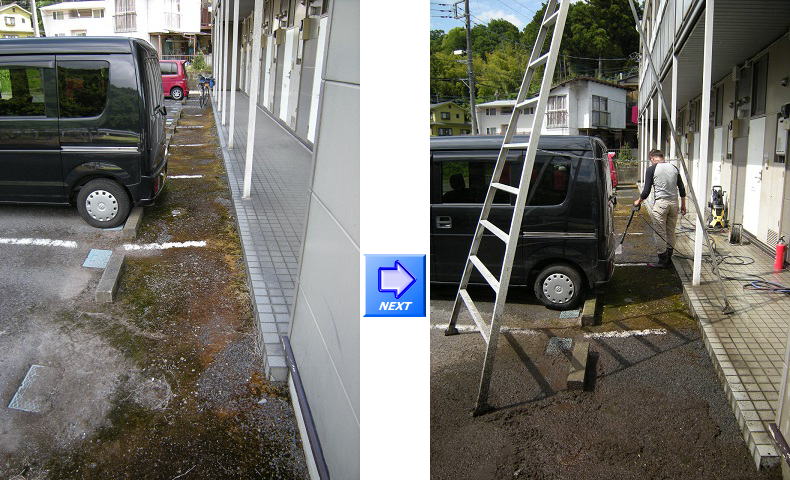 栃木市 高圧洗浄 外壁 高圧洗浄機 コンクリ レンガ ブロック 車庫 玄関 門柱